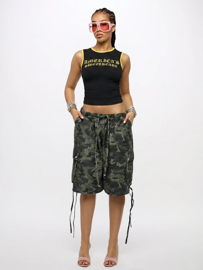 Orangina SumWon Black with Yellow Trim crop tank, product photo 3