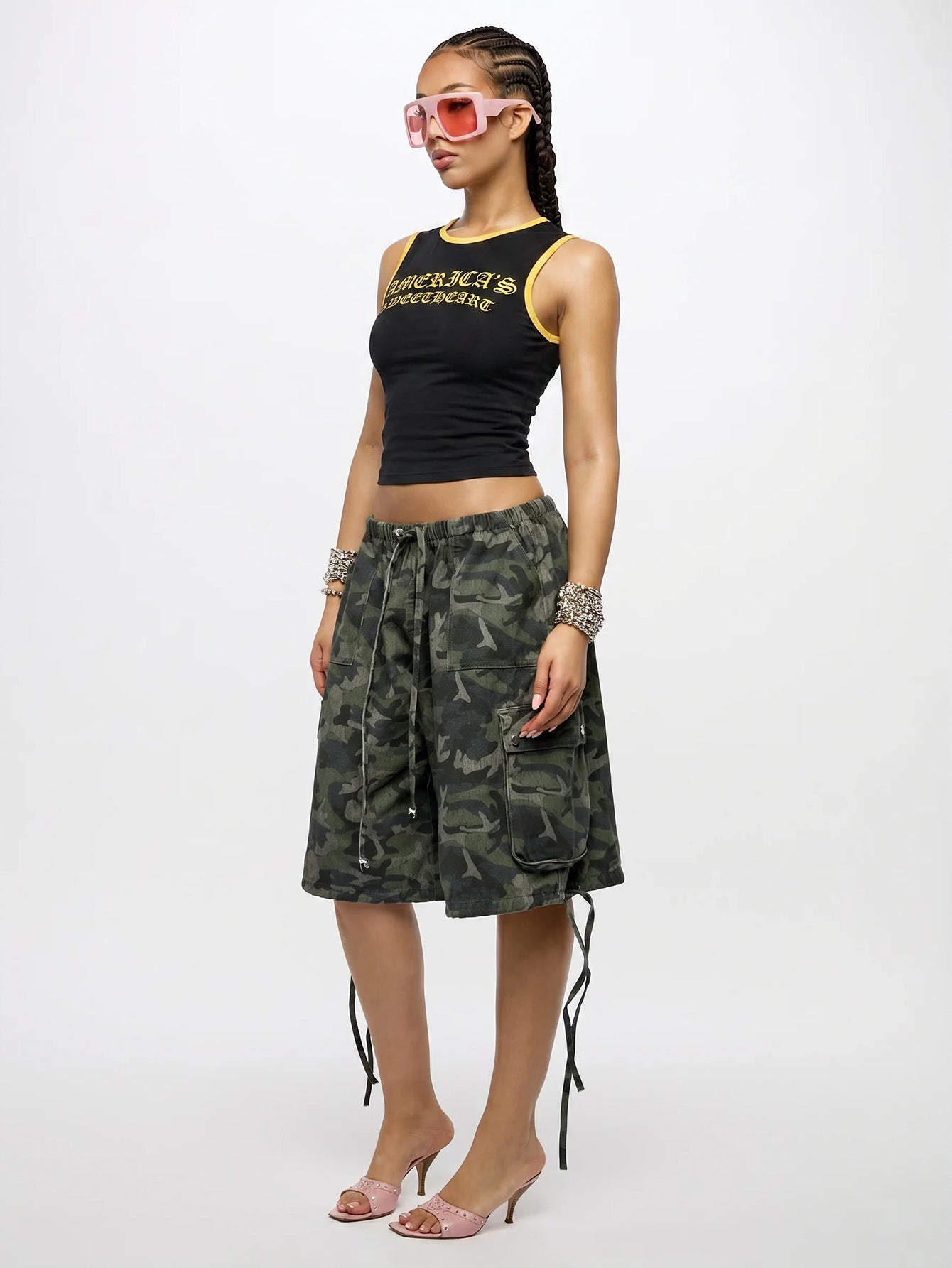 Orangina SumWon Black with Yellow Trim crop tank, product photo 4