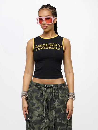 Orangina SumWon Black with Yellow Trim crop tank, product photo 8