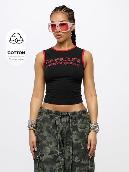 Orangina SumWon Black with Red Trim crop tank, product photo 1