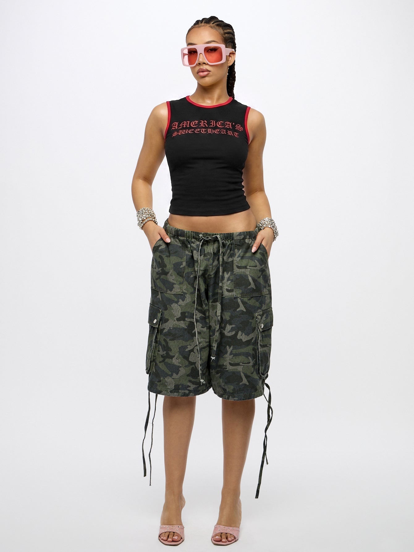 Orangina SumWon Black with Red Trim crop tank, product photo 3