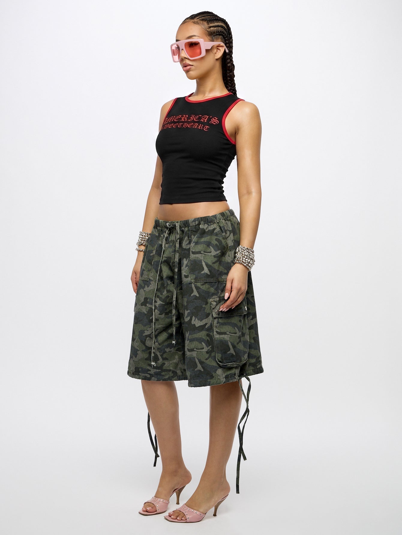 Orangina SumWon Black with Red Trim crop tank, product photo 4