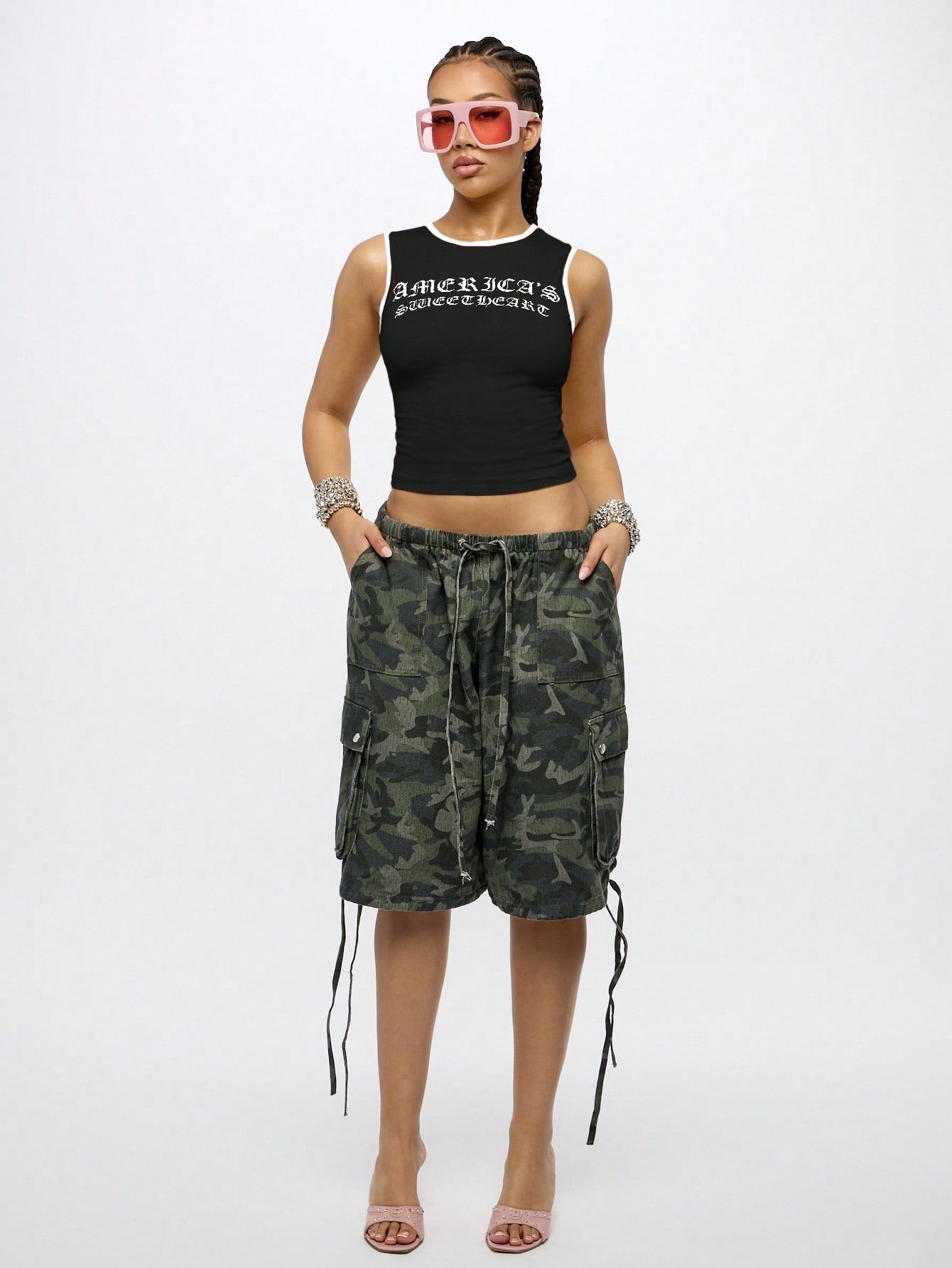 Orangina SumWon Black with White Trim crop tank, product photo 3