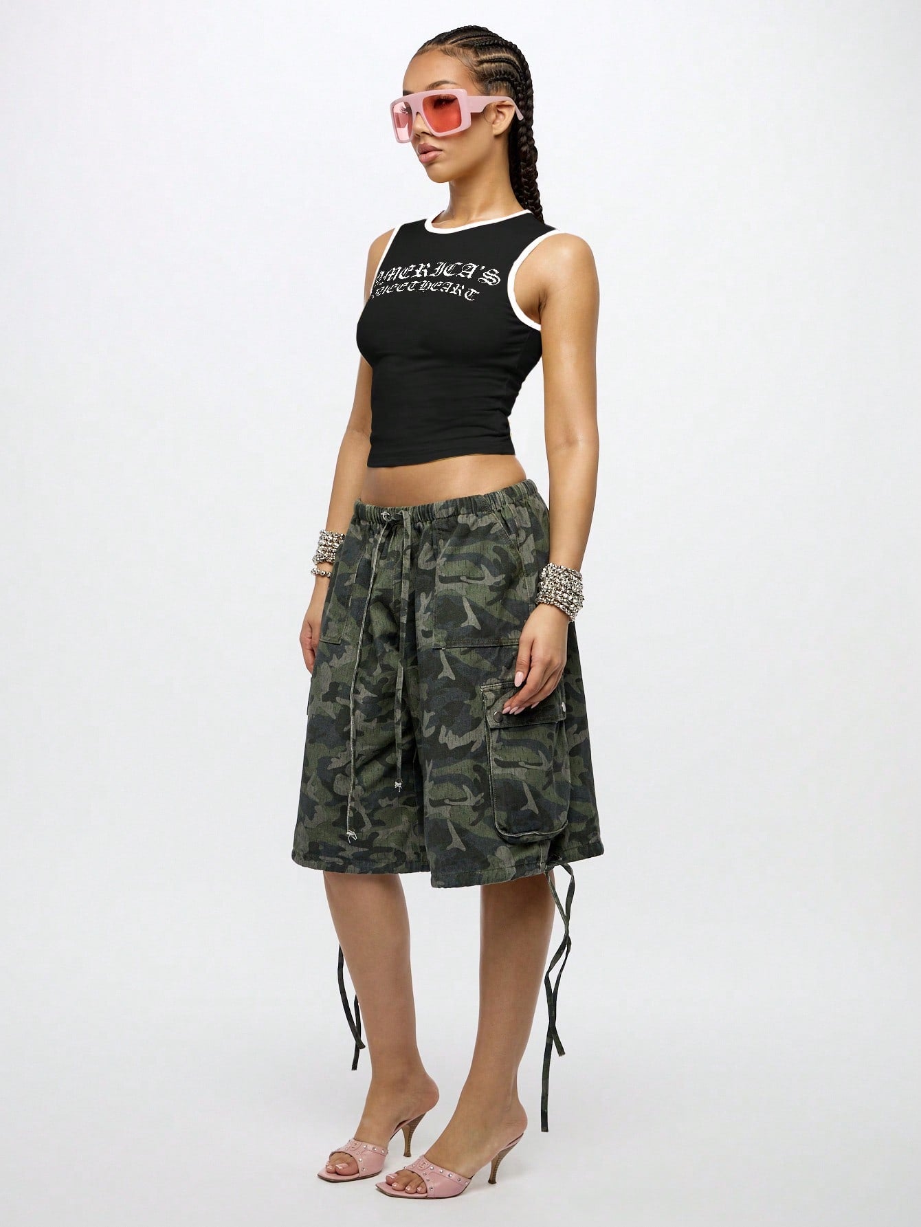 Orangina SumWon Black with White Trim crop tank, product photo 4