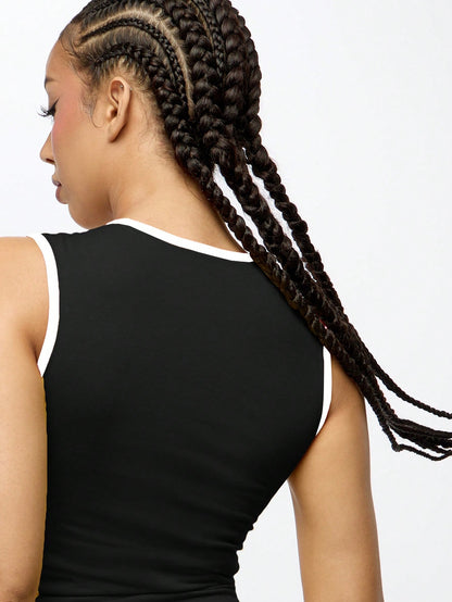 Orangina SumWon Black with White Trim crop tank, product photo 7