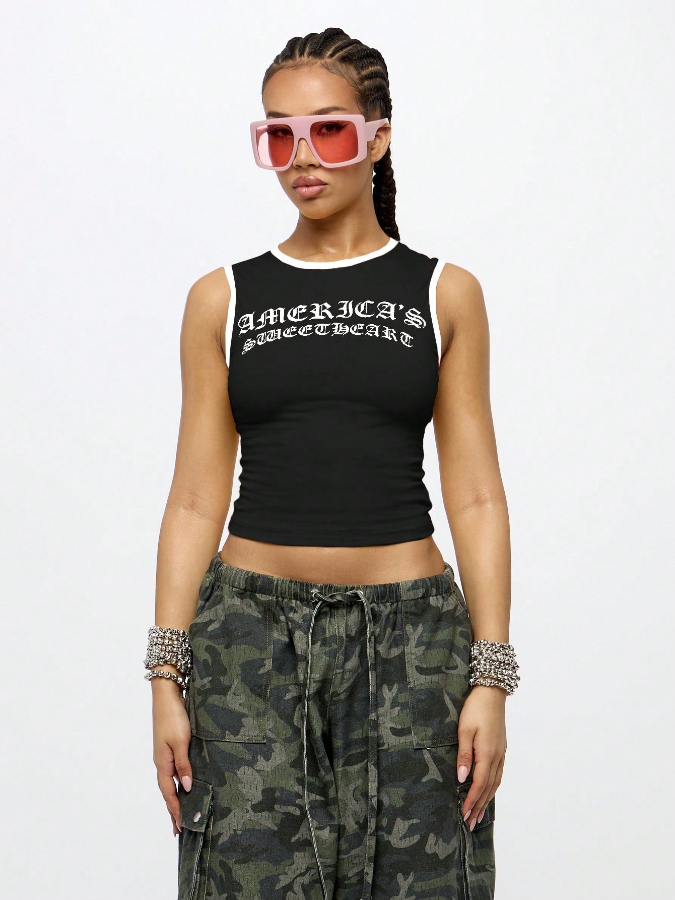 Orangina SumWon Black with White Trim crop tank, product photo 8