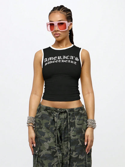 Orangina SumWon Black with White Trim crop tank, product photo 8