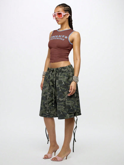 Orangina SumWon Brown with Blue Trim crop tank, product photo 4