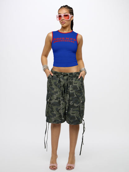 Orangina SumWon Navy Blue with Red Trim crop tank, product photo 3