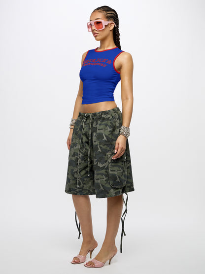 Orangina SumWon Navy Blue with Red Trim crop tank, product photo 4