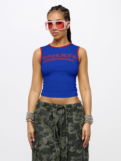 Orangina SumWon Navy Blue with Red Trim crop tank, product photo 8