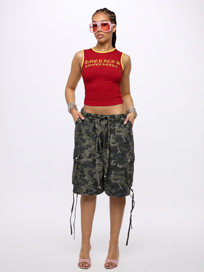 Orangina SumWon Red with Yellow Trim crop tank, product photo 3