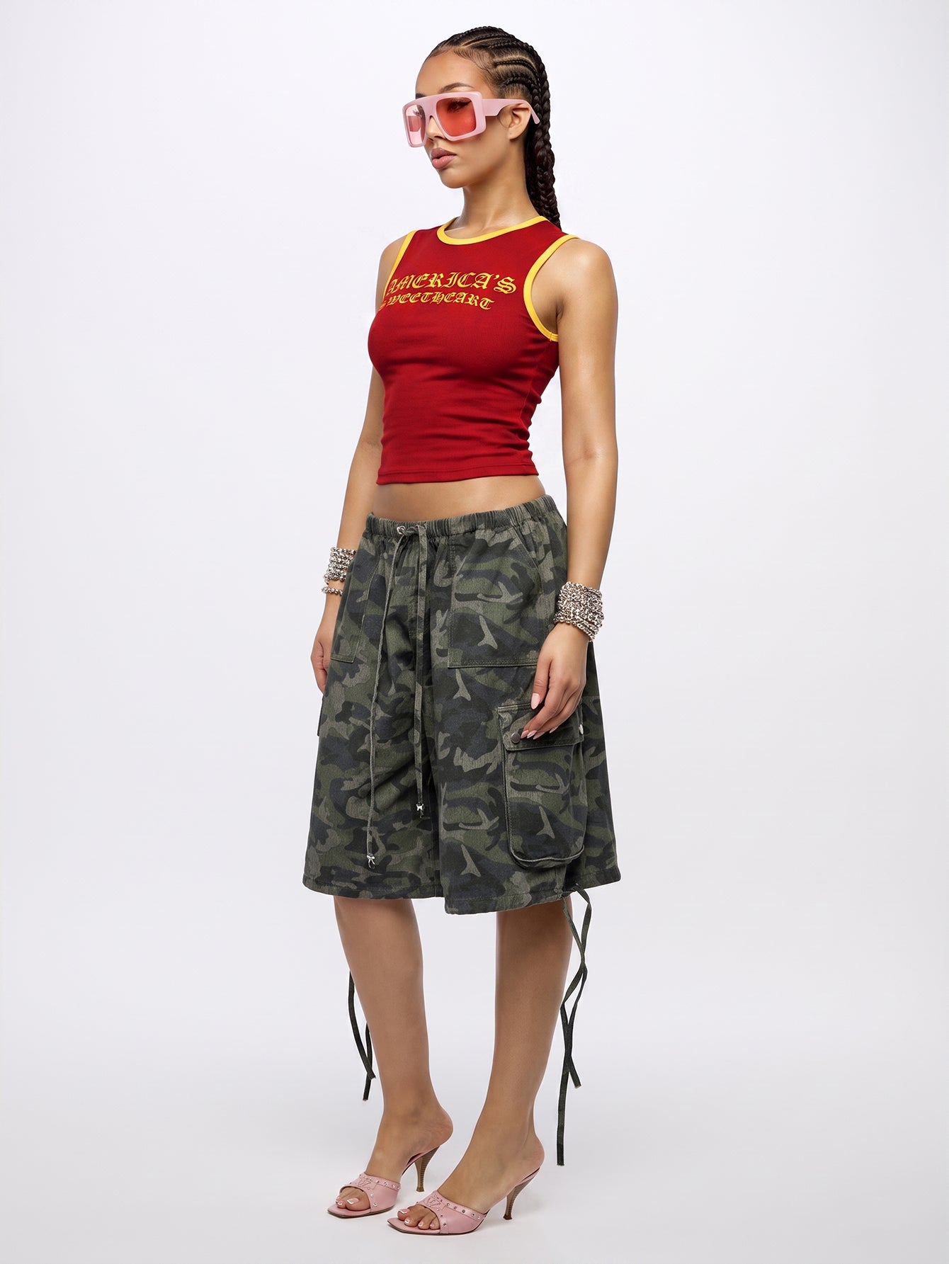 Orangina SumWon Red with Yellow Trim crop tank, product photo 4
