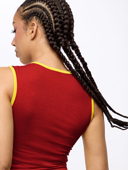 Orangina SumWon Red with Yellow Trim crop tank, product photo 7
