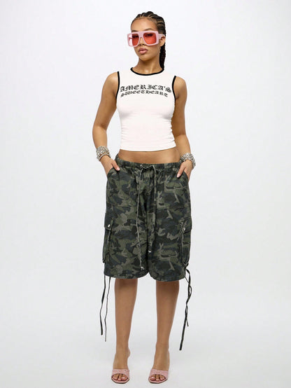 Orangina SumWon White with Black Trim crop tank, product photo 3