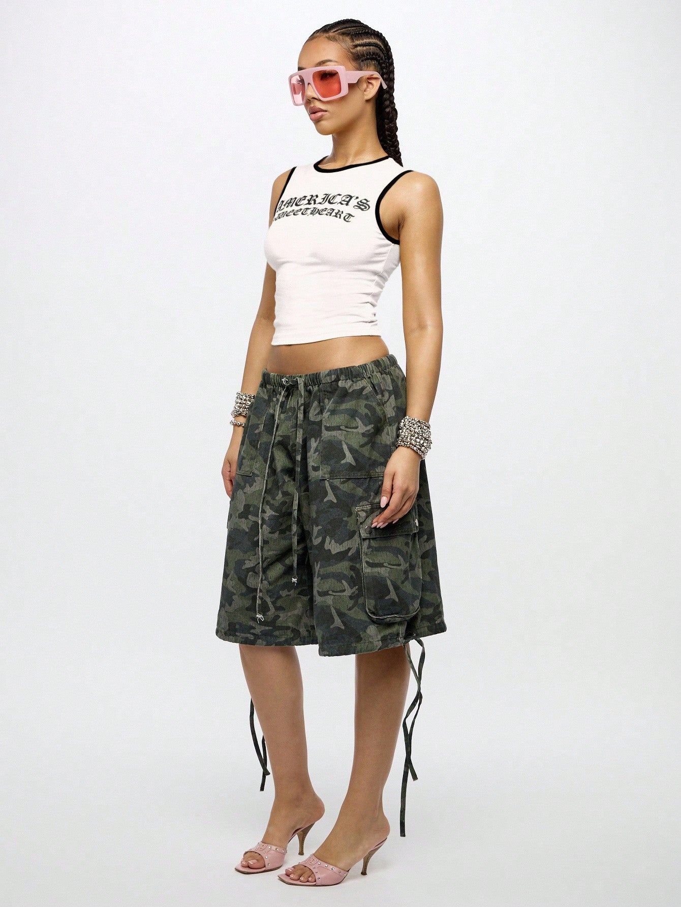 Orangina SumWon White with Black Trim crop tank, product photo 4