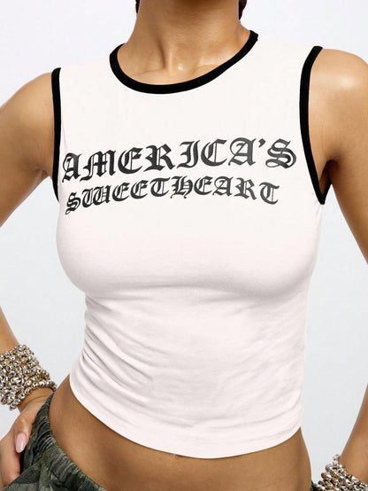 Orangina SumWon White with Black Trim crop tank, product photo 6
