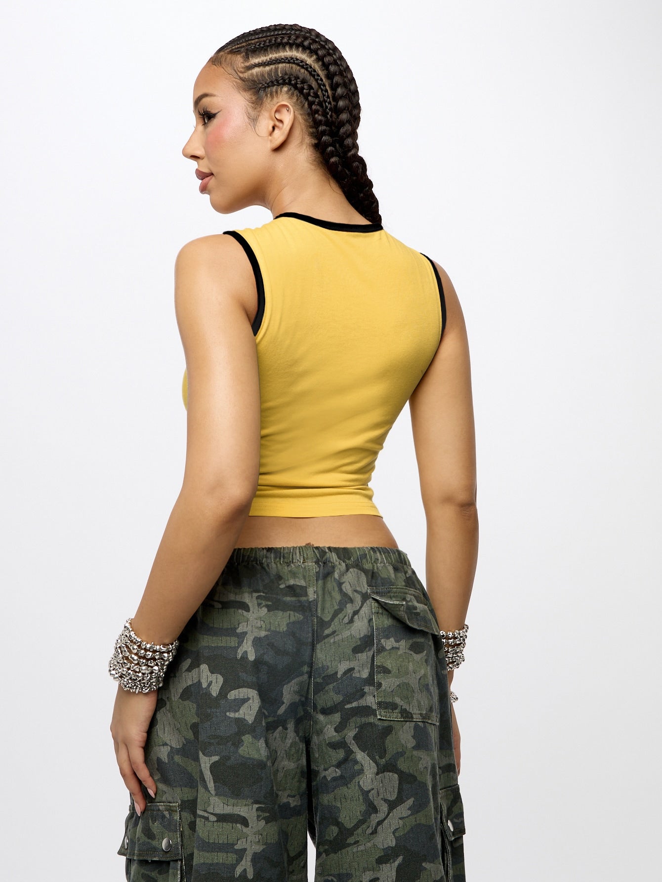 Orangina SumWon Yellow with Black Trim crop tank, product photo 2