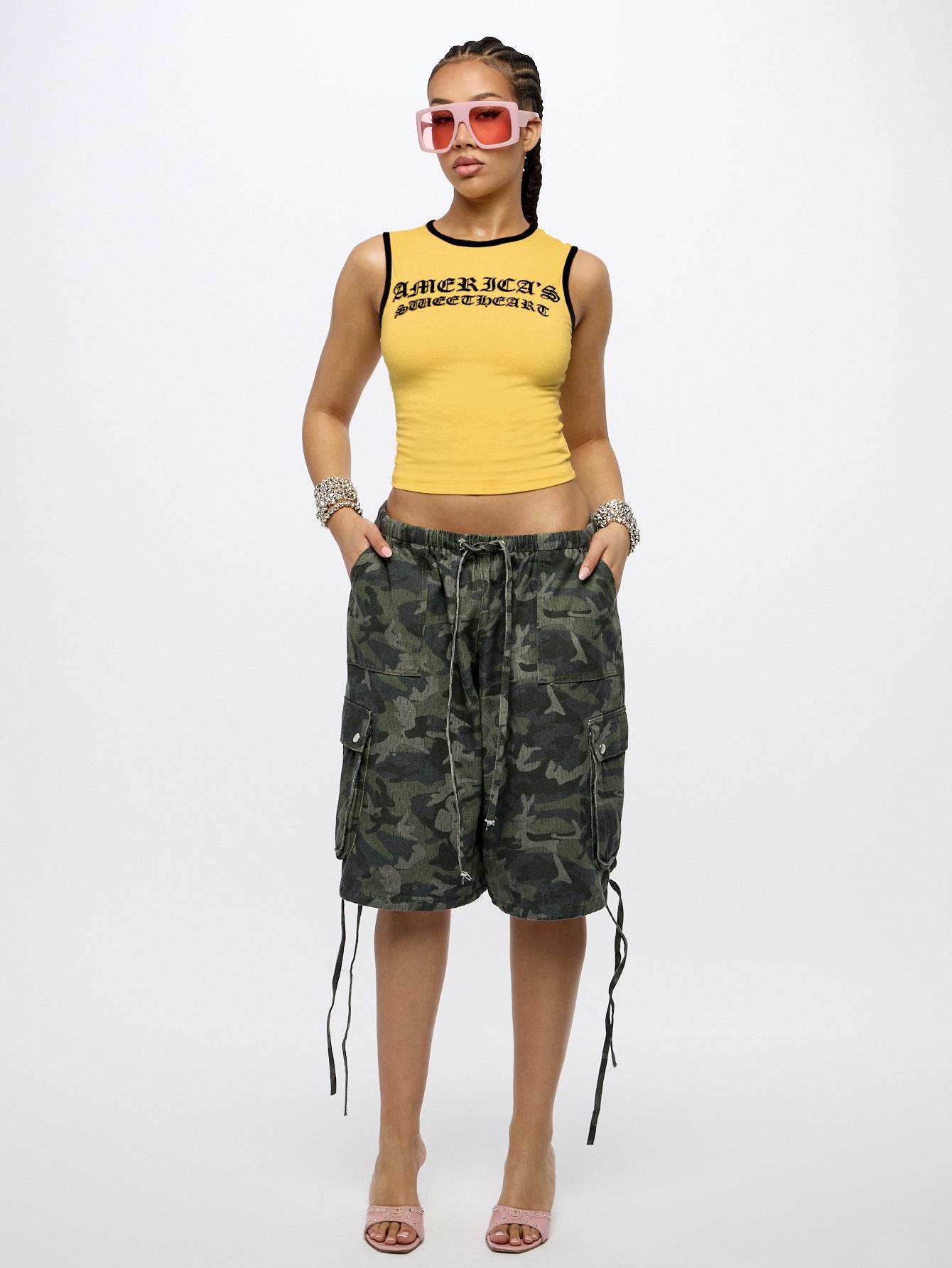 Orangina SumWon Yellow with Black Trim crop tank, product photo 3