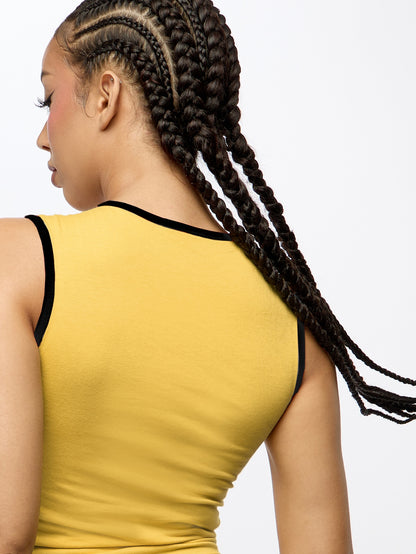 Orangina SumWon Yellow with Black Trim crop tank, product photo 7
