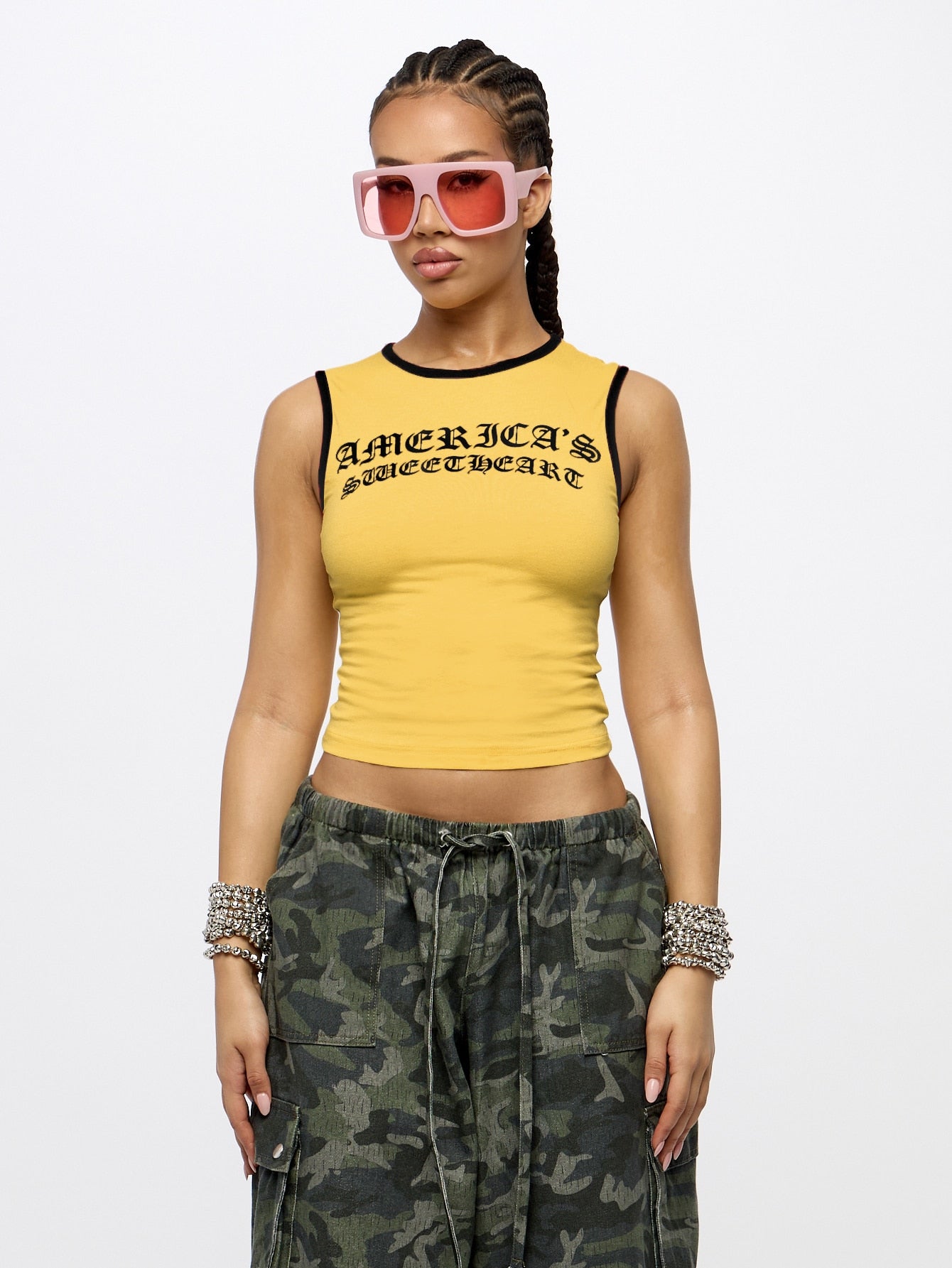 Orangina SumWon Yellow with Black Trim crop tank, product photo 8