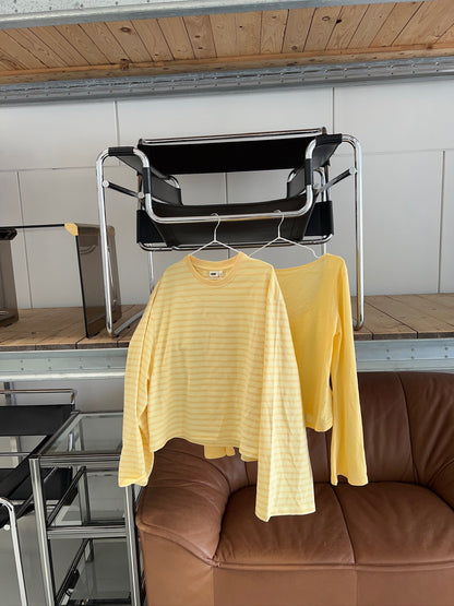 Butter yellow striped organic cotton long sleeve
